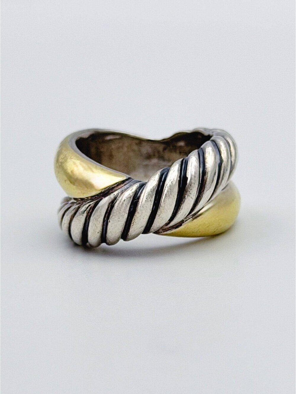 David Yurman 925 Sterling Silver & 18k Yellow Gold Cable